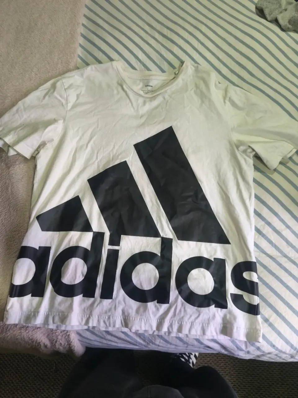 Polera Adidas blanca logo grande - miniatura 1