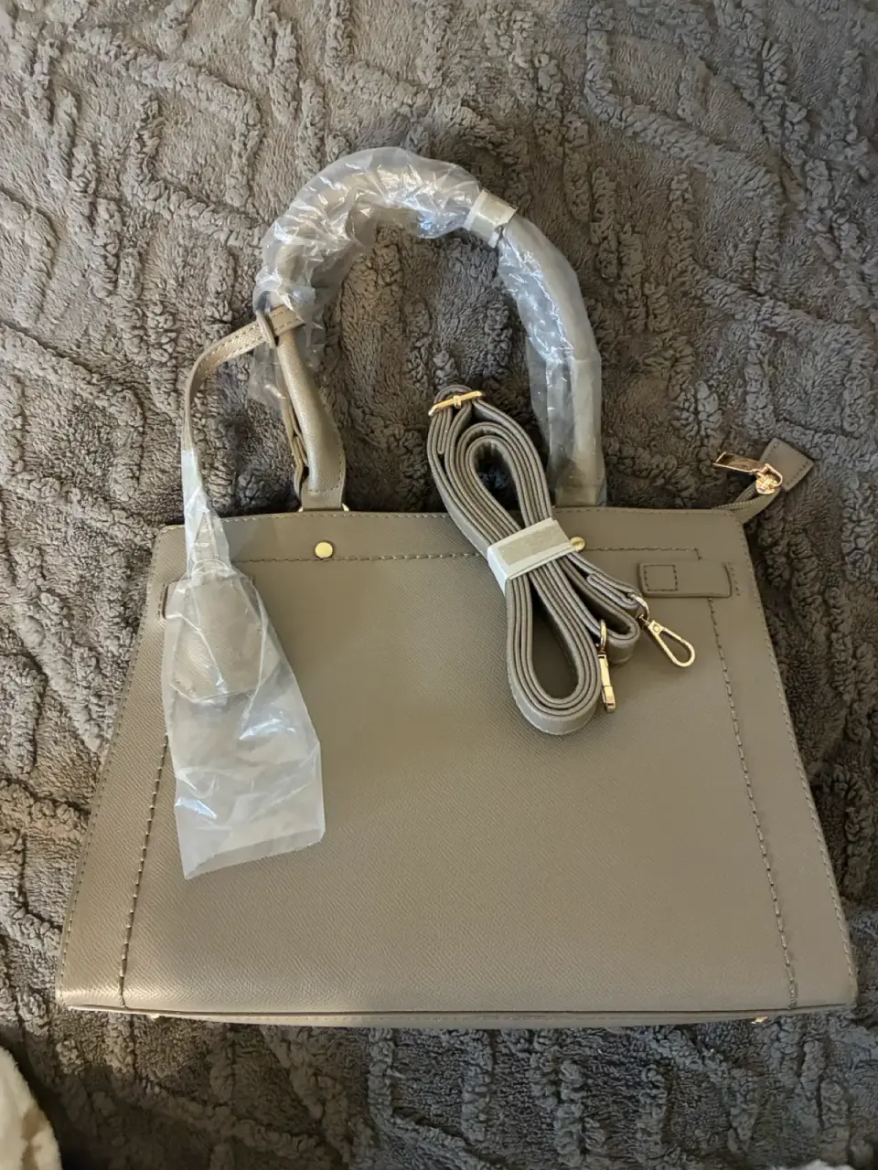 Cartera de mano beige