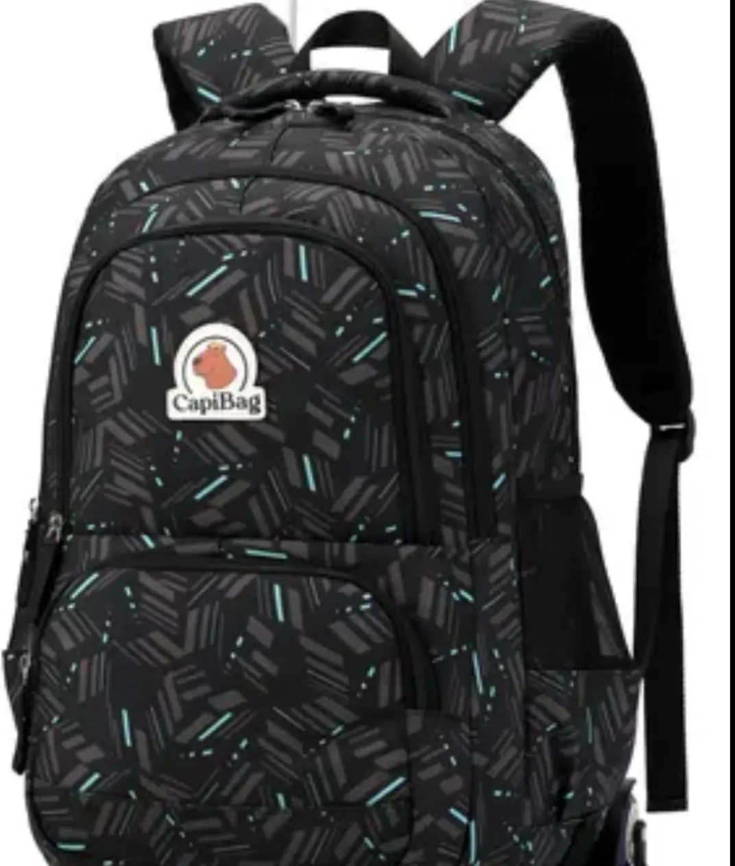 Mochila negra con estampado geométrico capibag