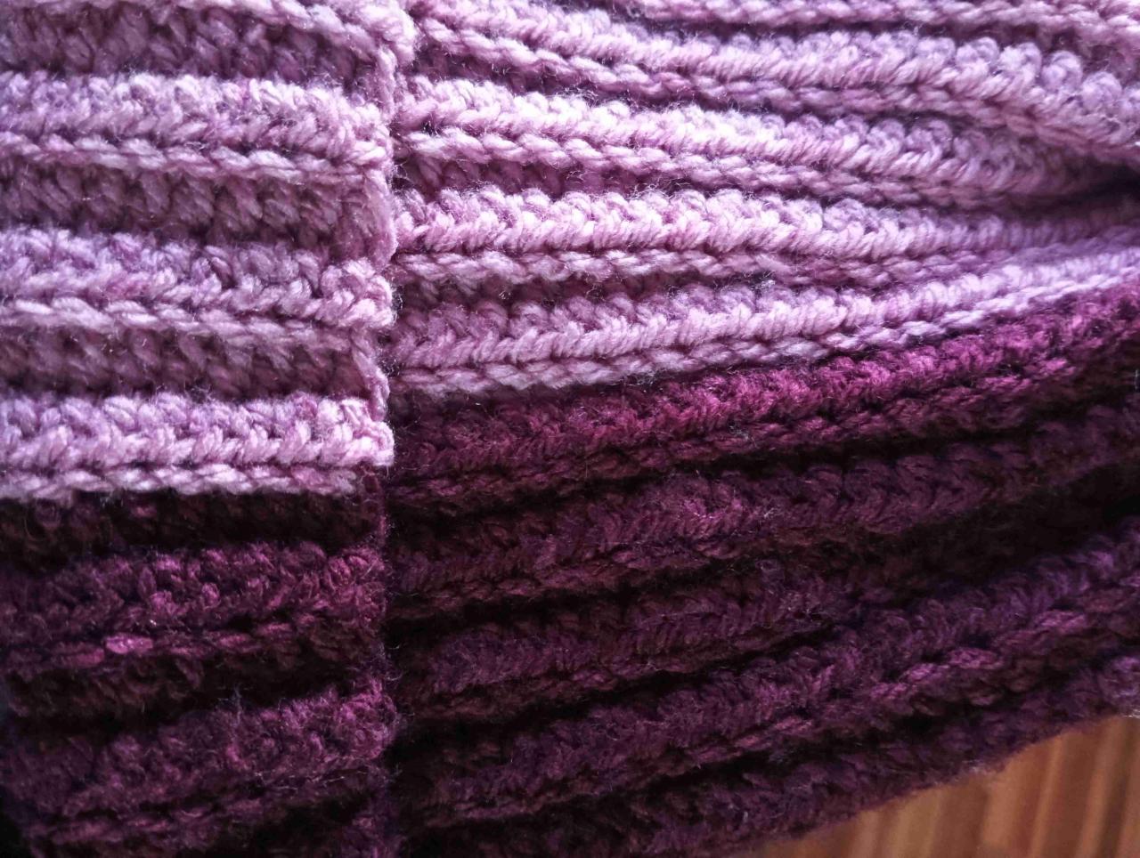Gorro tejido morado y rosado - miniatura 3