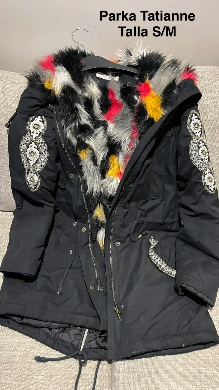 Parka verde con forro de piel - miniatura 4