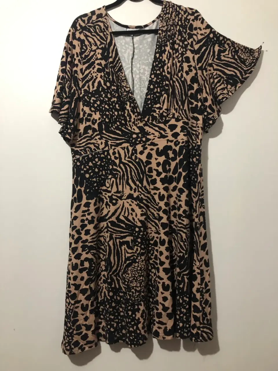 Vestido animal print marrón y negro - miniatura 1