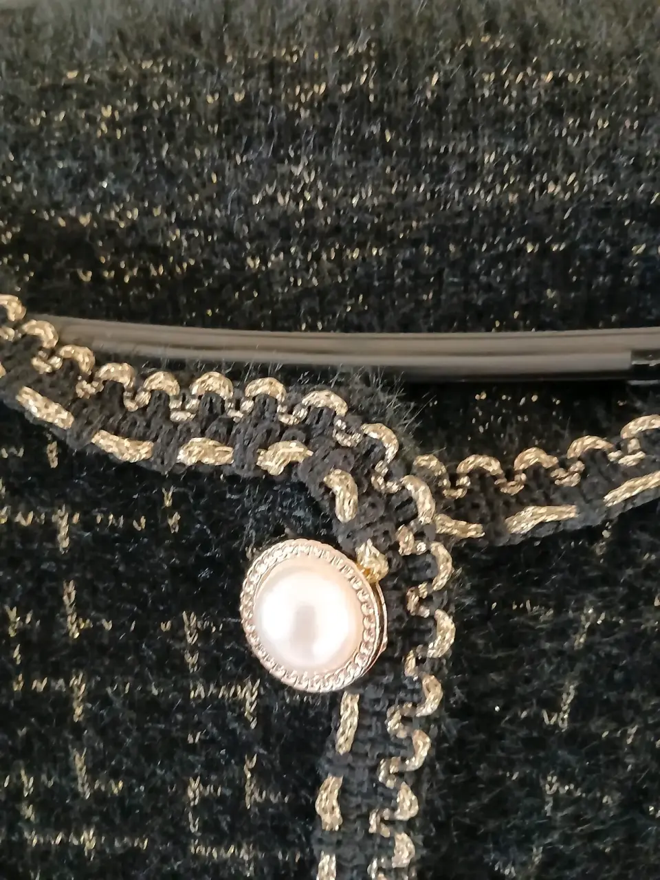 Chaqueta tweed negro con perlas - miniatura 3