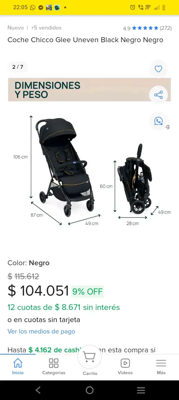 Coche Chicco Glee negro - miniatura 2