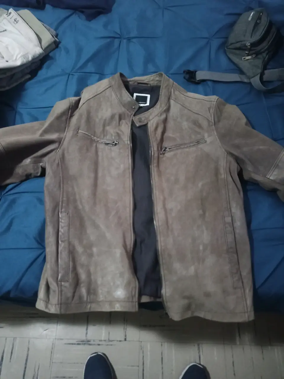 Chaqueta de cuero marrón - miniatura 1