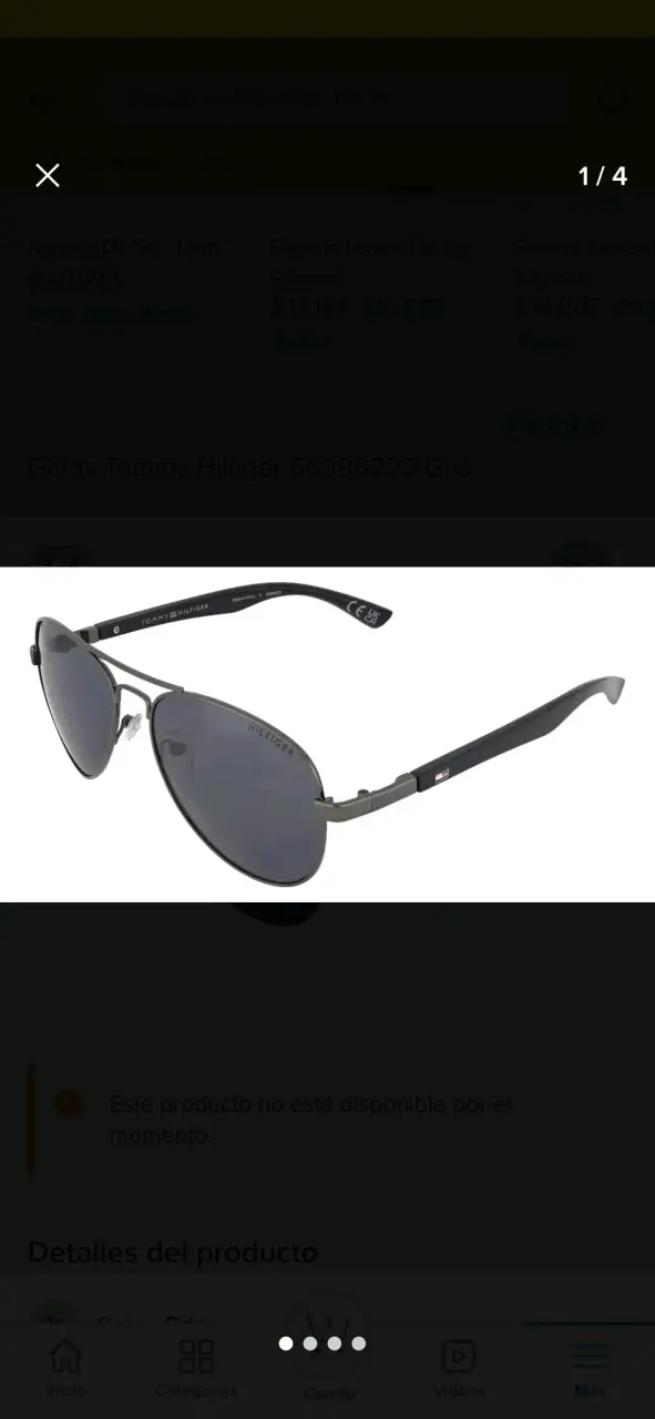 Gafas sol aviador negros tommy - miniatura 4
