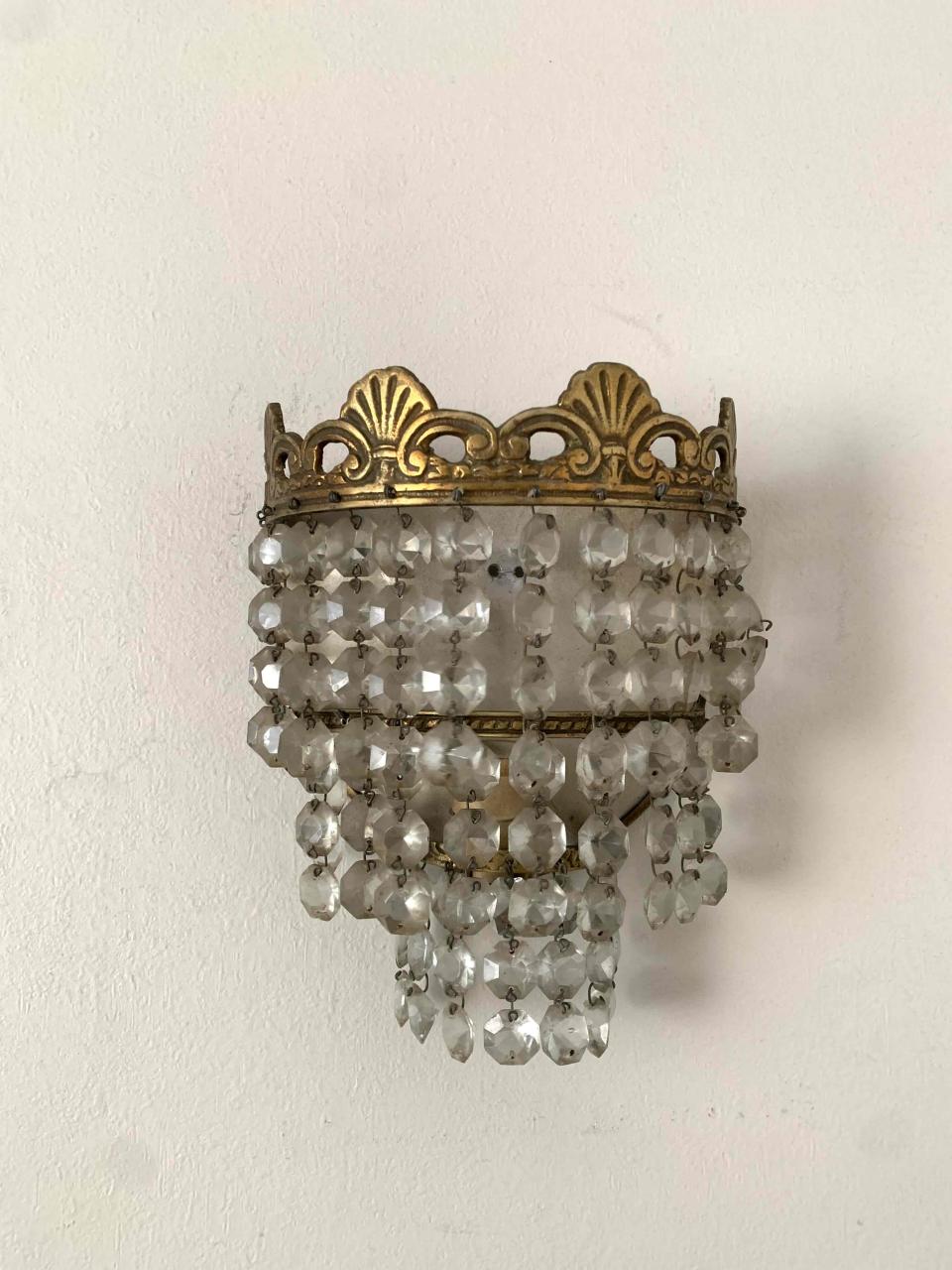 2 Aplique de pared vintage bronce con cristales - miniatura 1