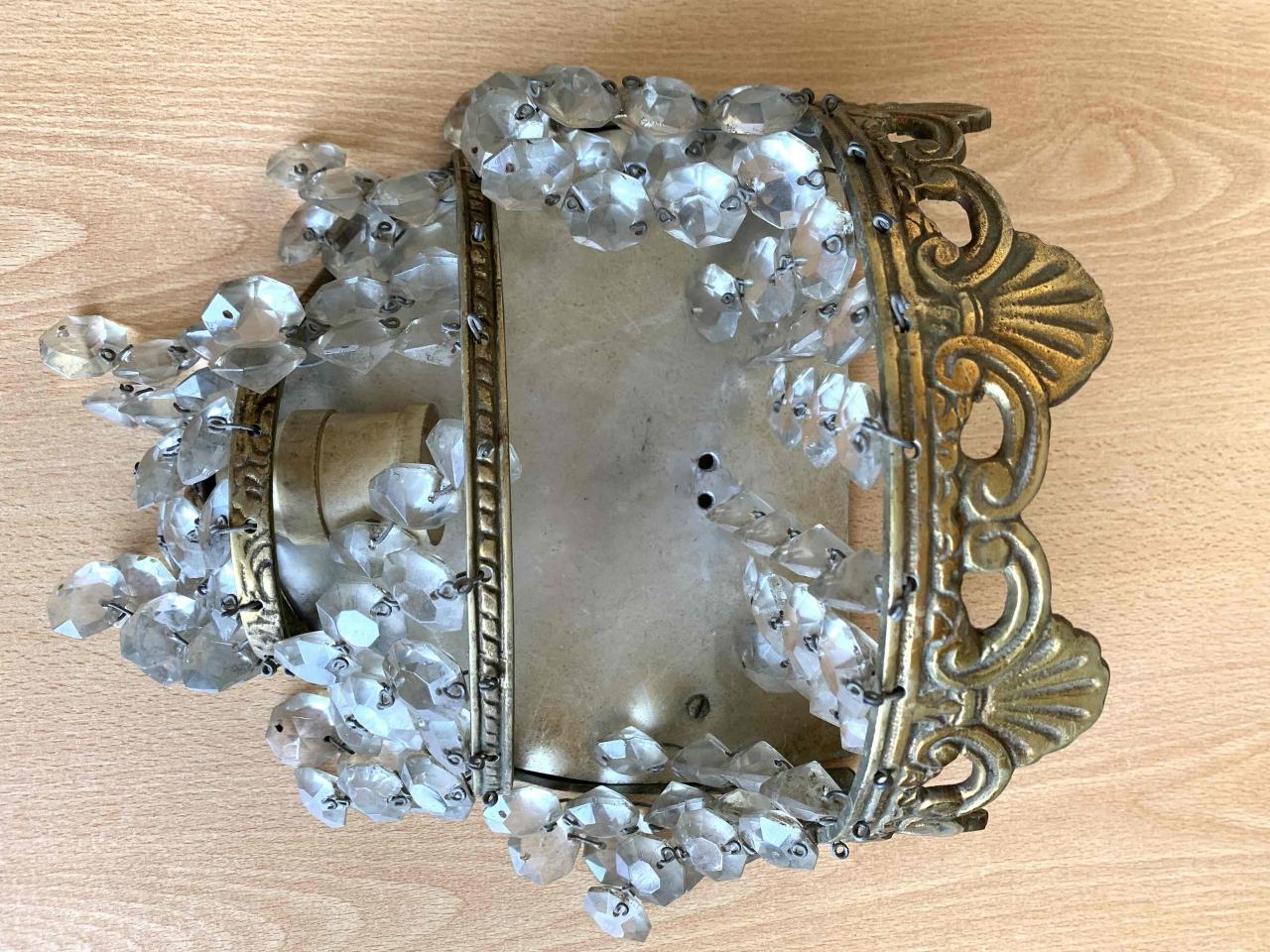 2 Aplique de pared vintage bronce con cristales - miniatura 4