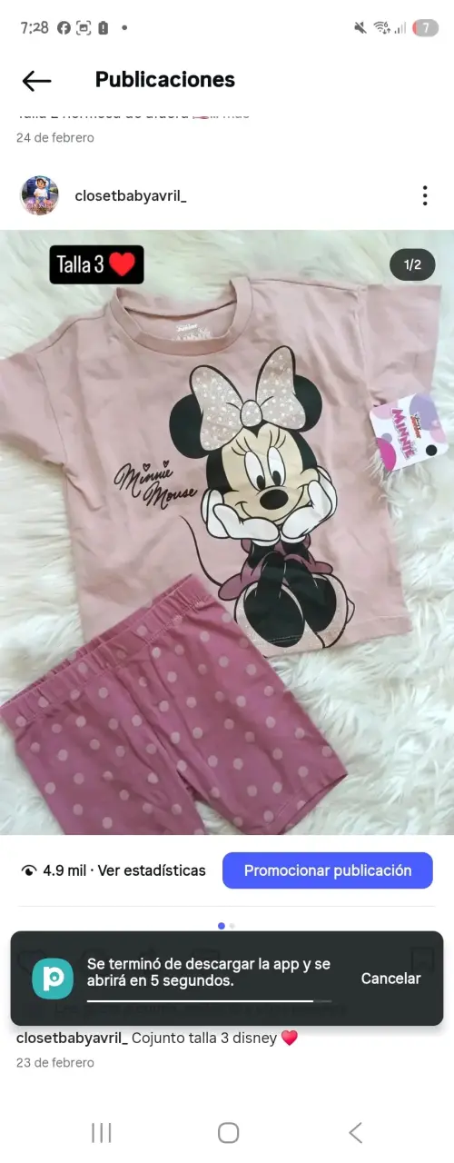 Conjunto Minnie Mouse talla 3
