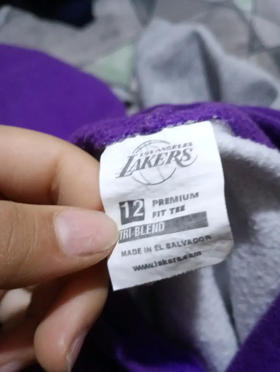 Polerón capucha Lakers gris y morado - miniatura 3