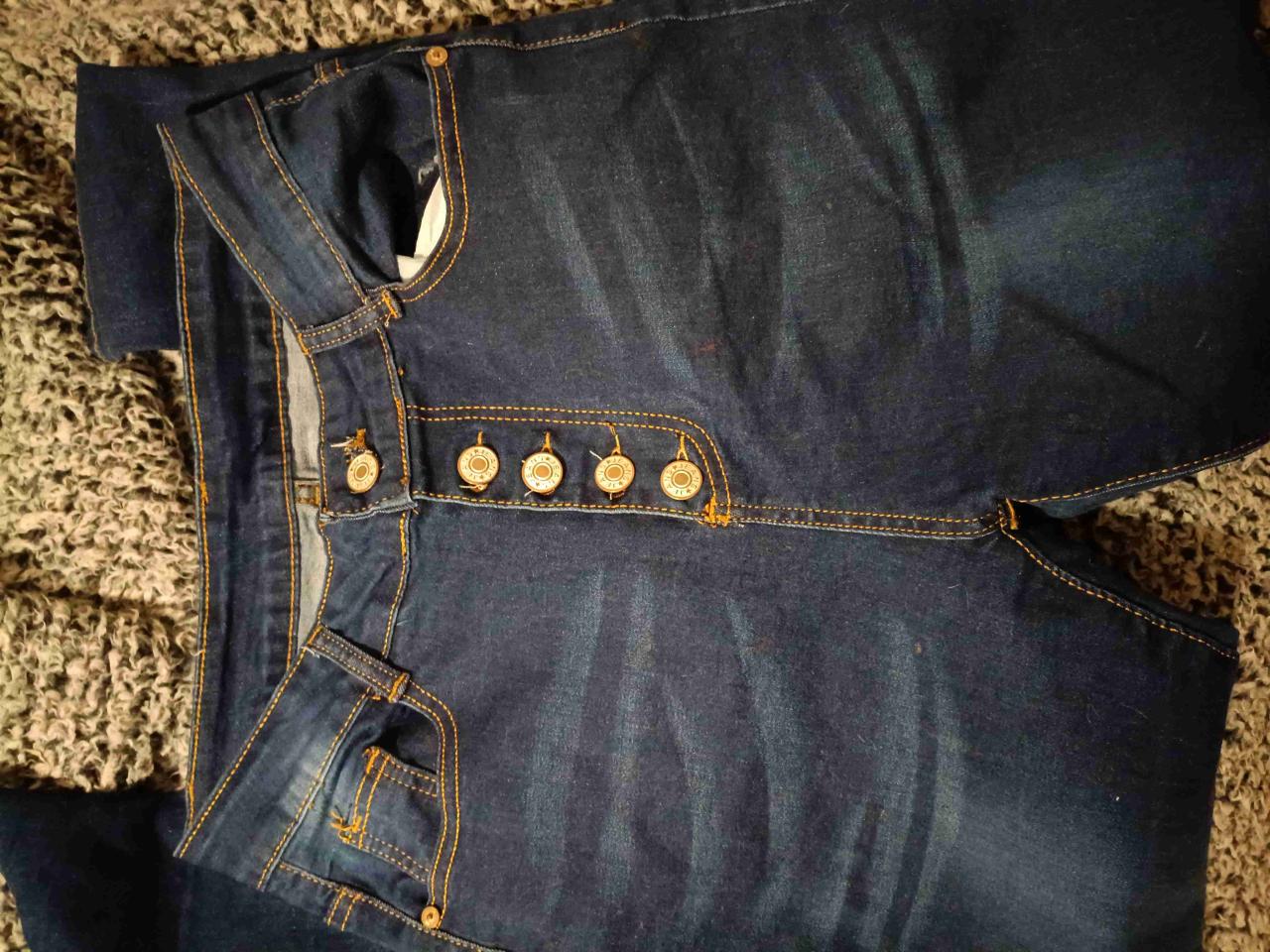 Jeans azul oscuro desgastados Pitillo Push Up - miniatura 2