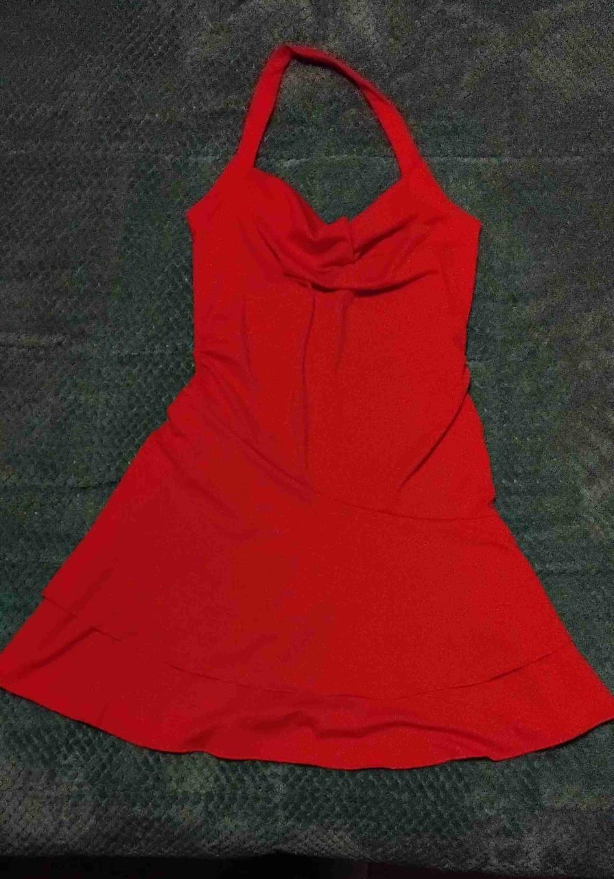 Vestido naranja fluorescente con tirantes - miniatura 1