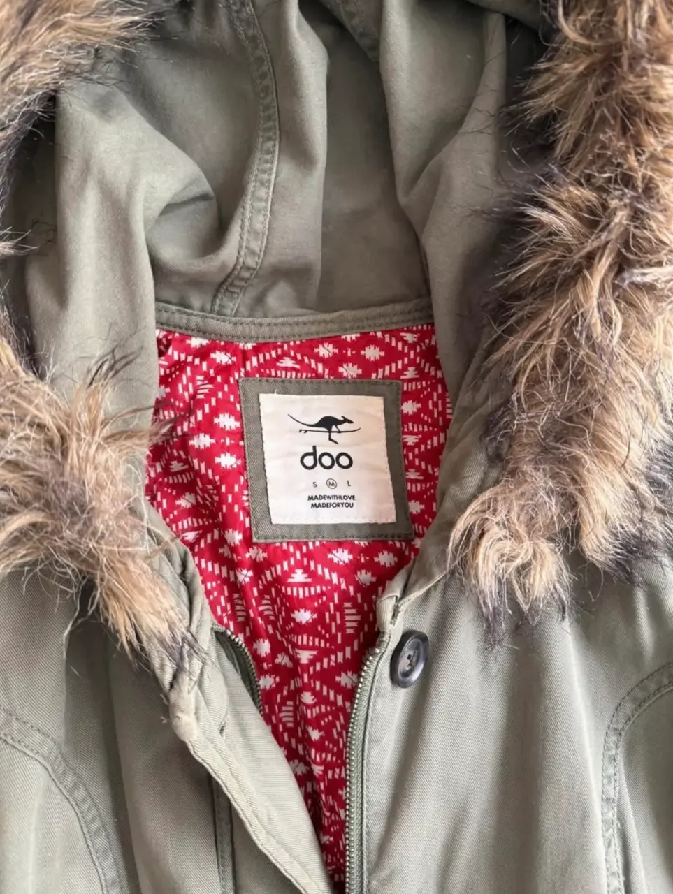 Parka verde con capucha de piel - miniatura 2