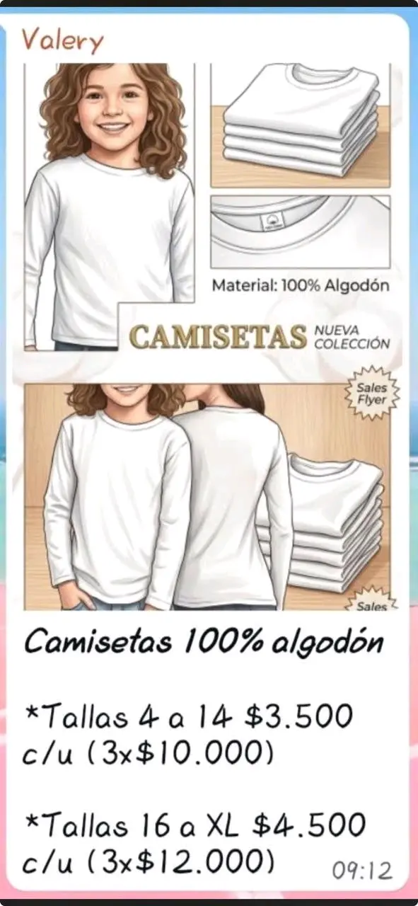 Camisetas 100% algodón nuevas