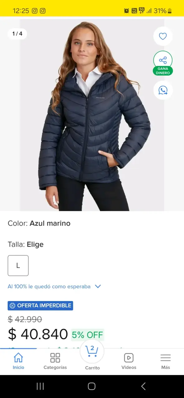 Chaqueta azul marino para mujer,talla M (1 uso) - miniatura 1