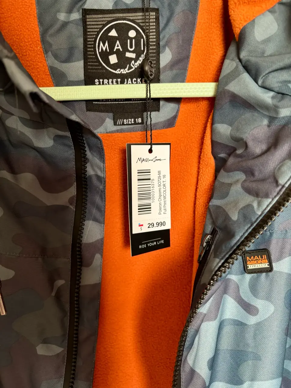 Chaqueta camuflada azul y naranja talla 16 - miniatura 2