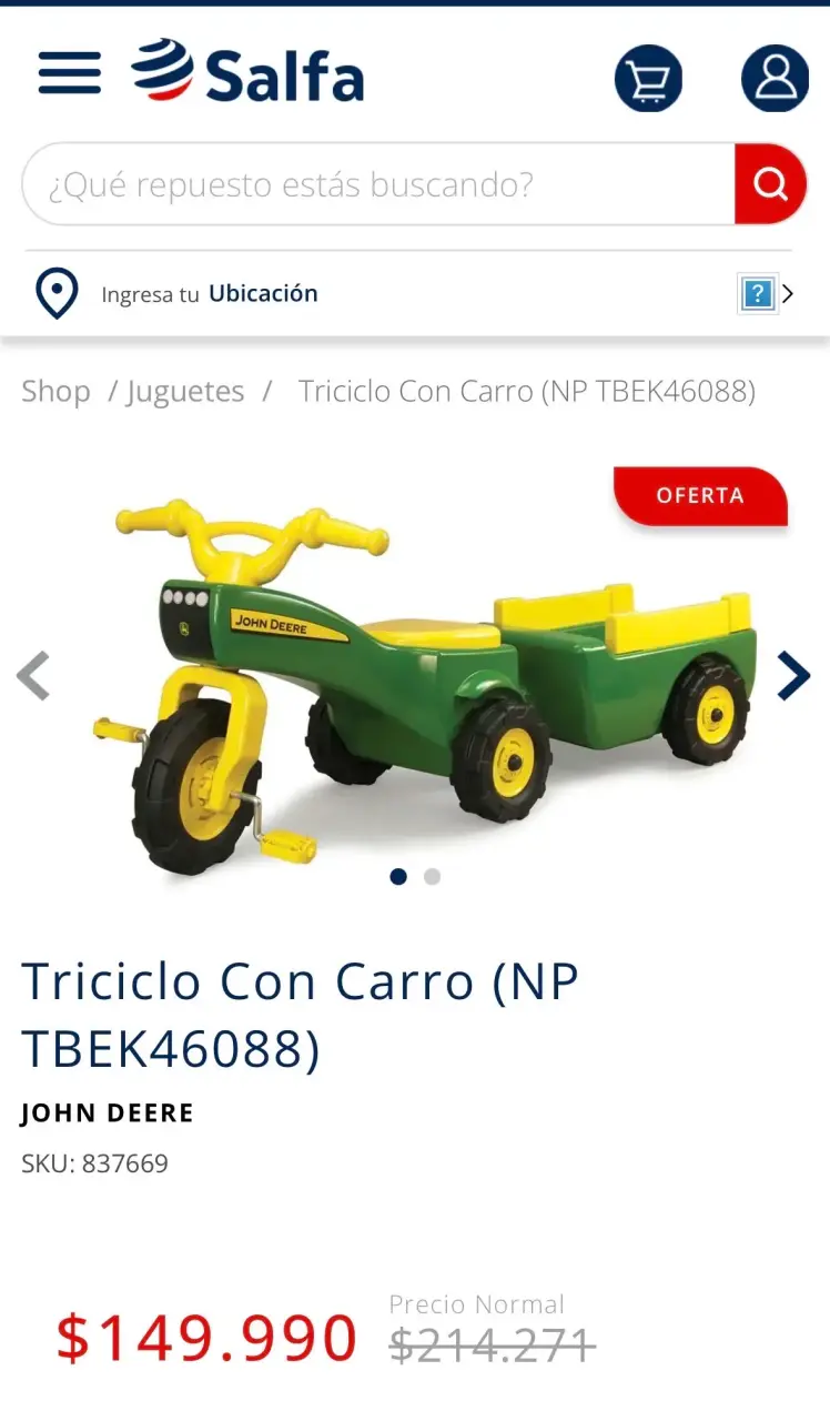 Triciclo John Deere con remolque - miniatura 6