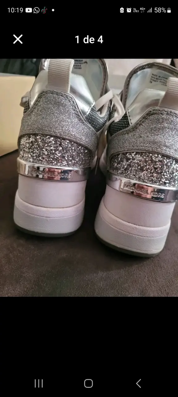 Zapatillas deportivas brillantes gris y blanco - miniatura 4