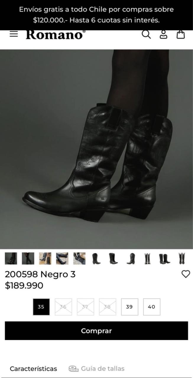 Botas cowboy negras de cuero romano - miniatura 3