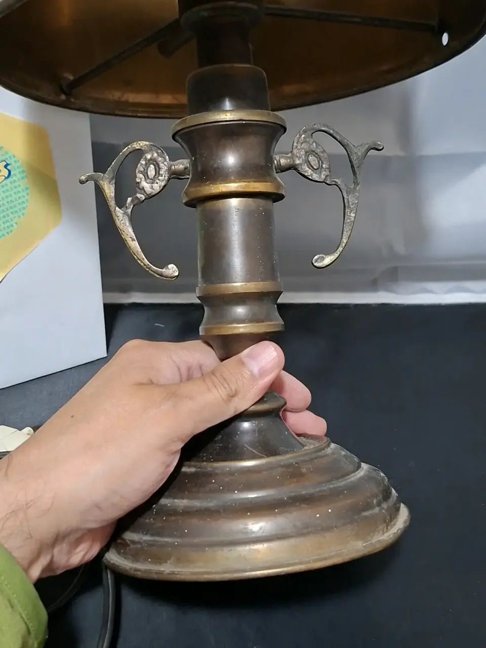 Lámpara de bronce vintage - miniatura 3