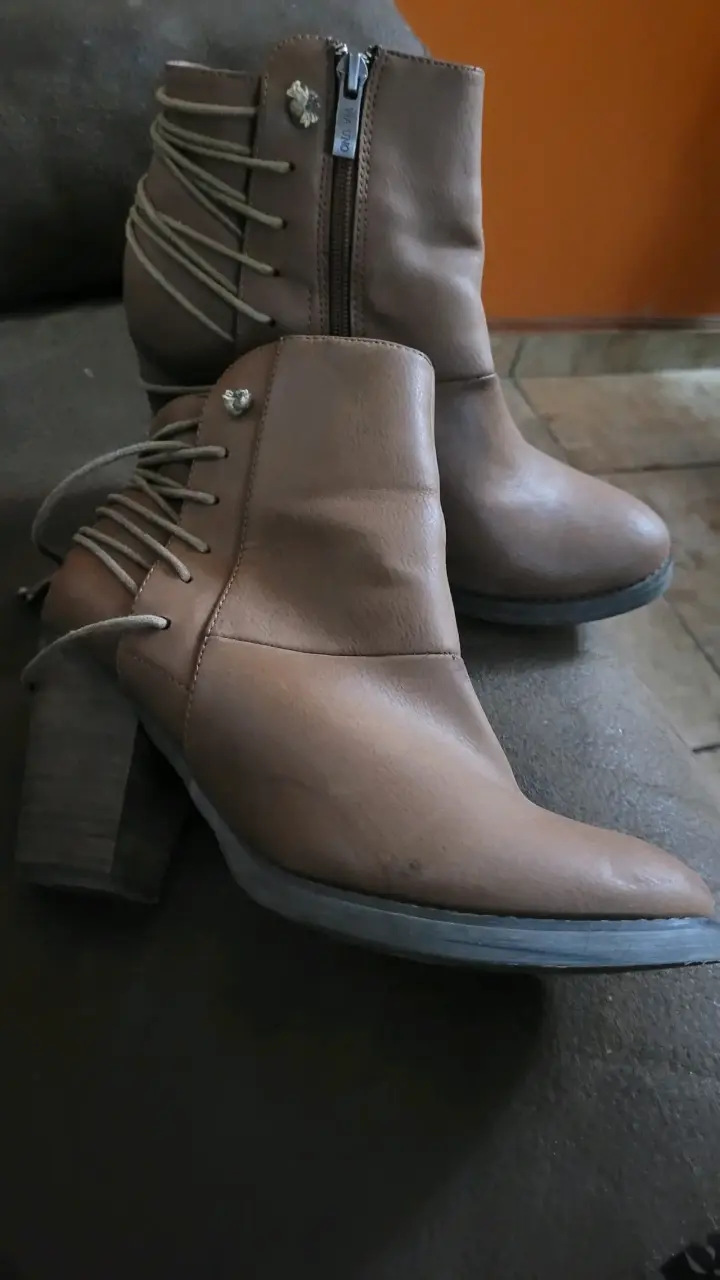 Botines de cuero marrón mujer - miniatura 1