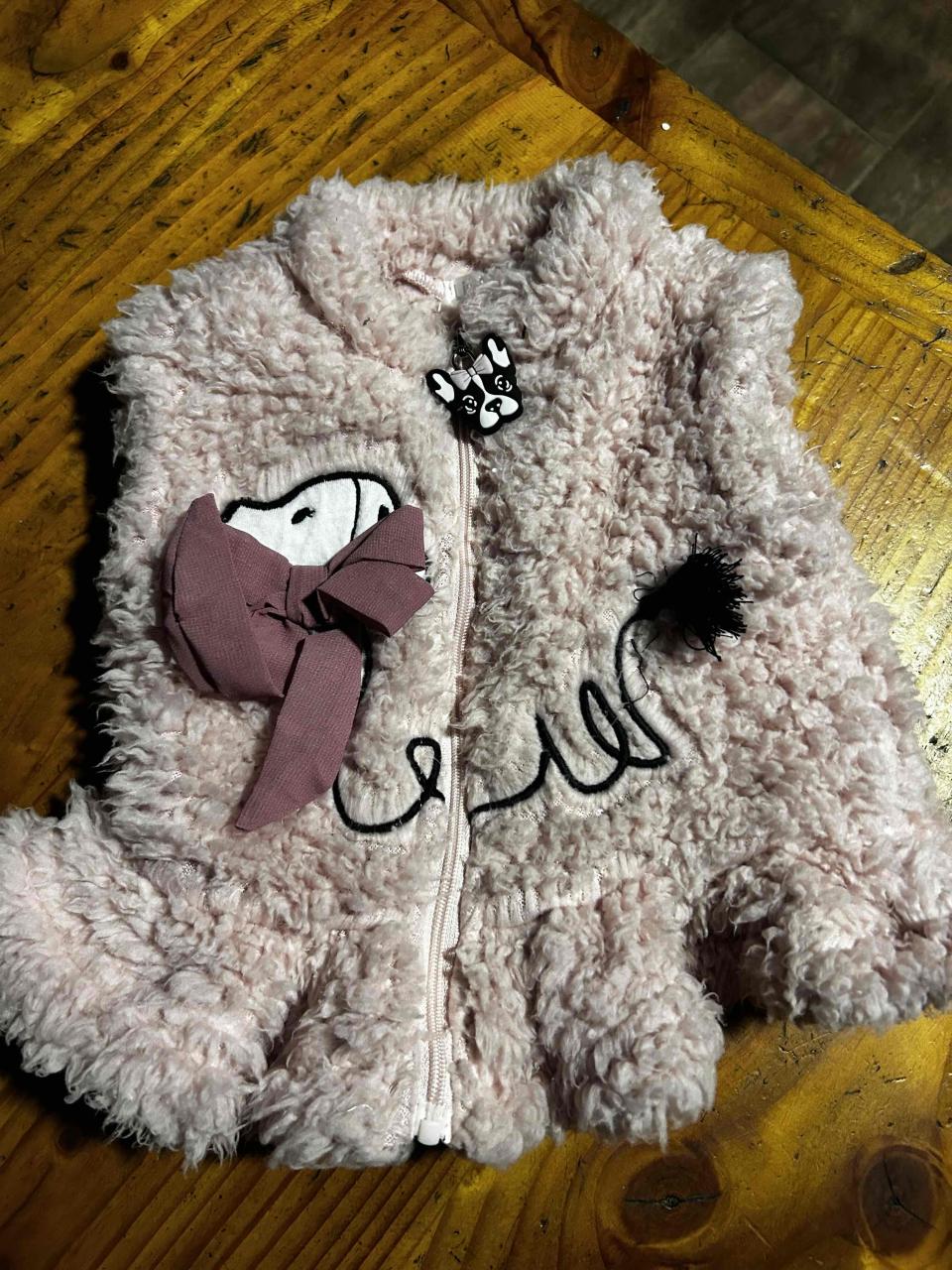 Chaqueta de peluche rosada con lazo - miniatura 2