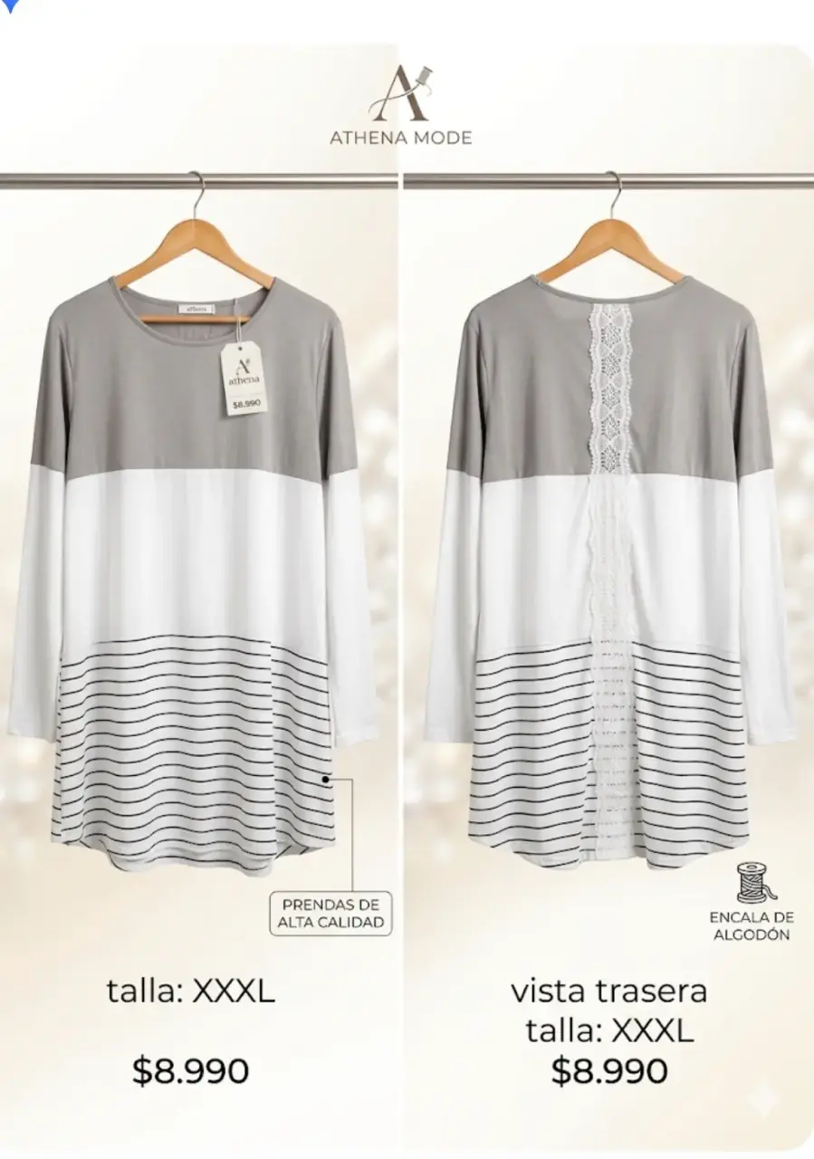 Vestido gris con encaje y rayas