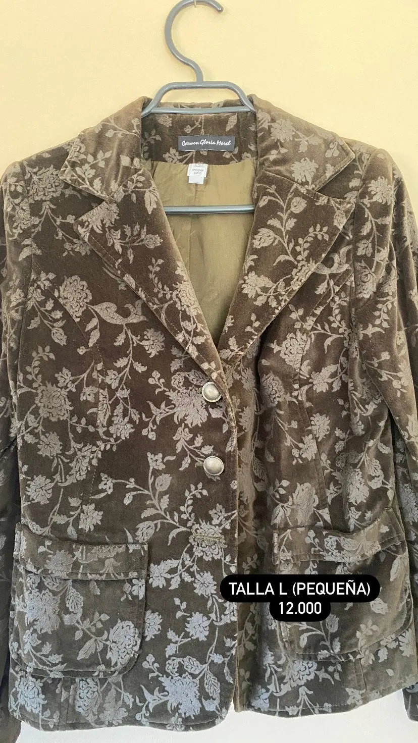 Blazer terciopelo floral marrón - miniatura 1