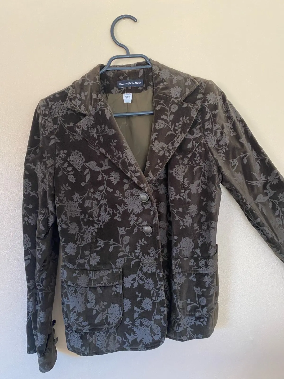 Blazer terciopelo floral marrón - miniatura 2