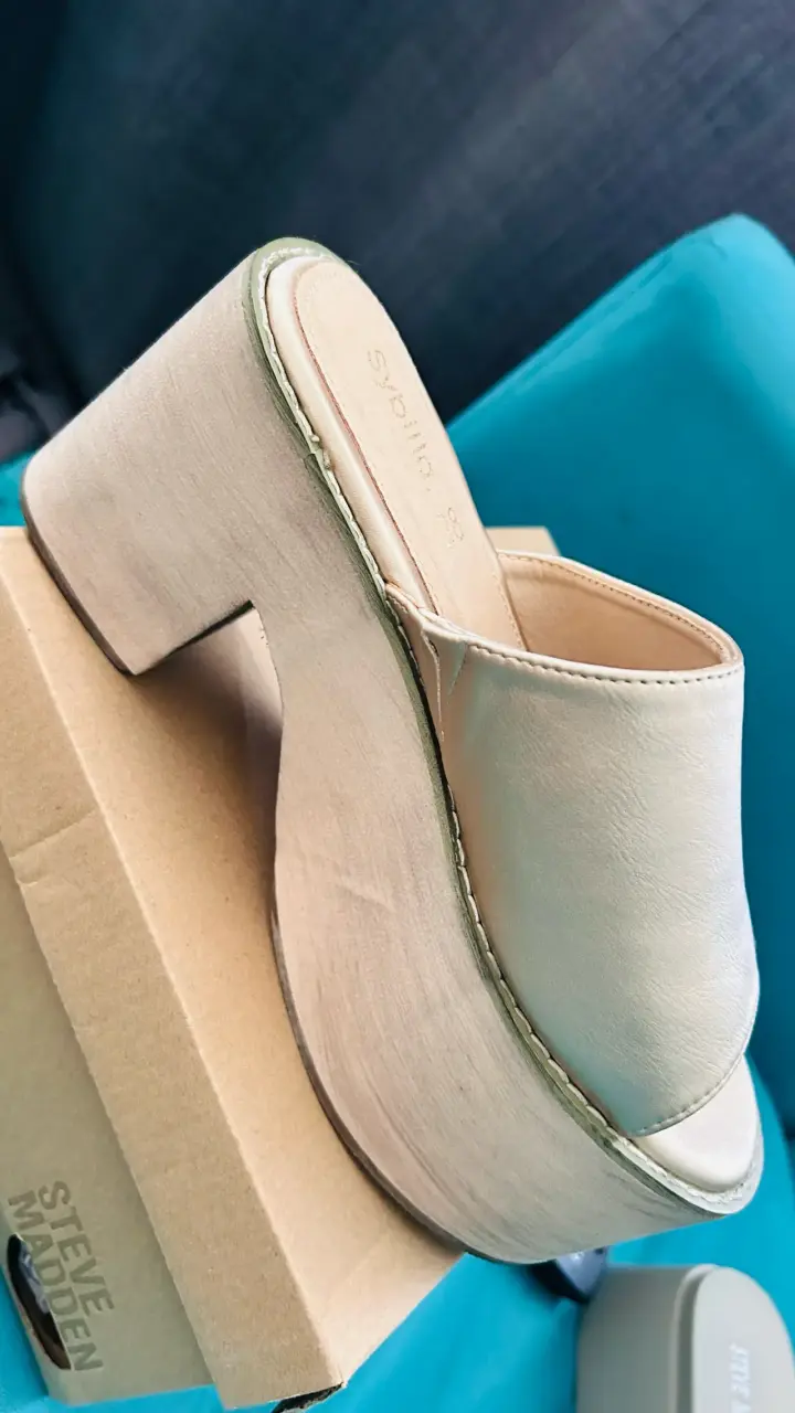 Zapatillas tacón alto beige - miniatura 1
