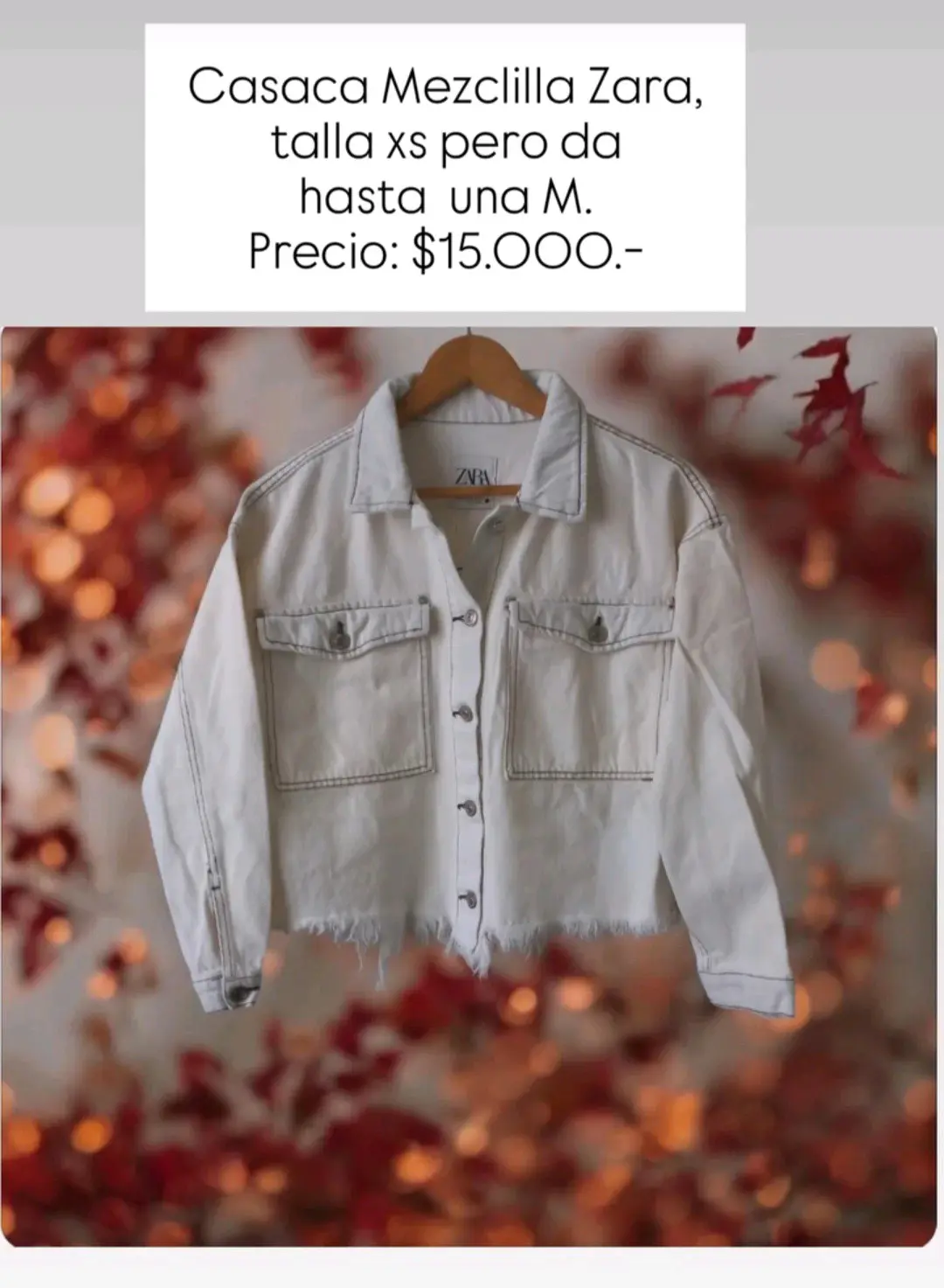 Casaca mezclilla Zara blanca