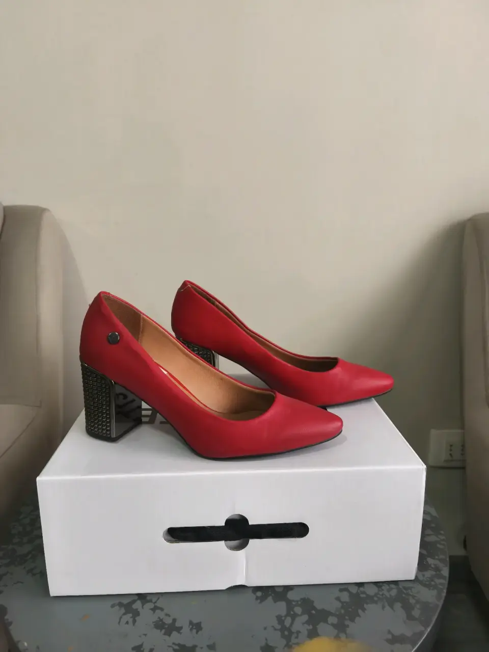 Zapatos de taco rojo para mujer - miniatura 2