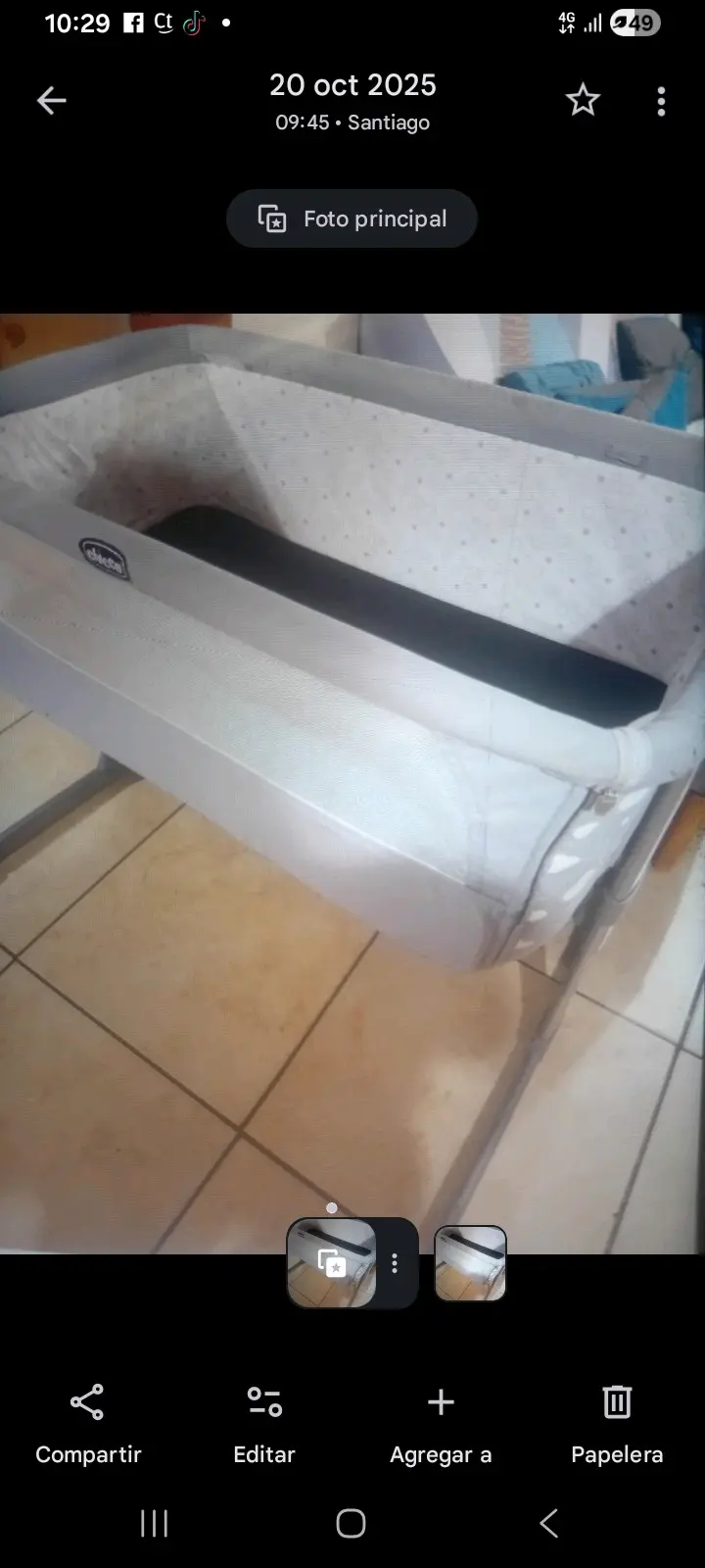 Cuna colecho Chicco gris