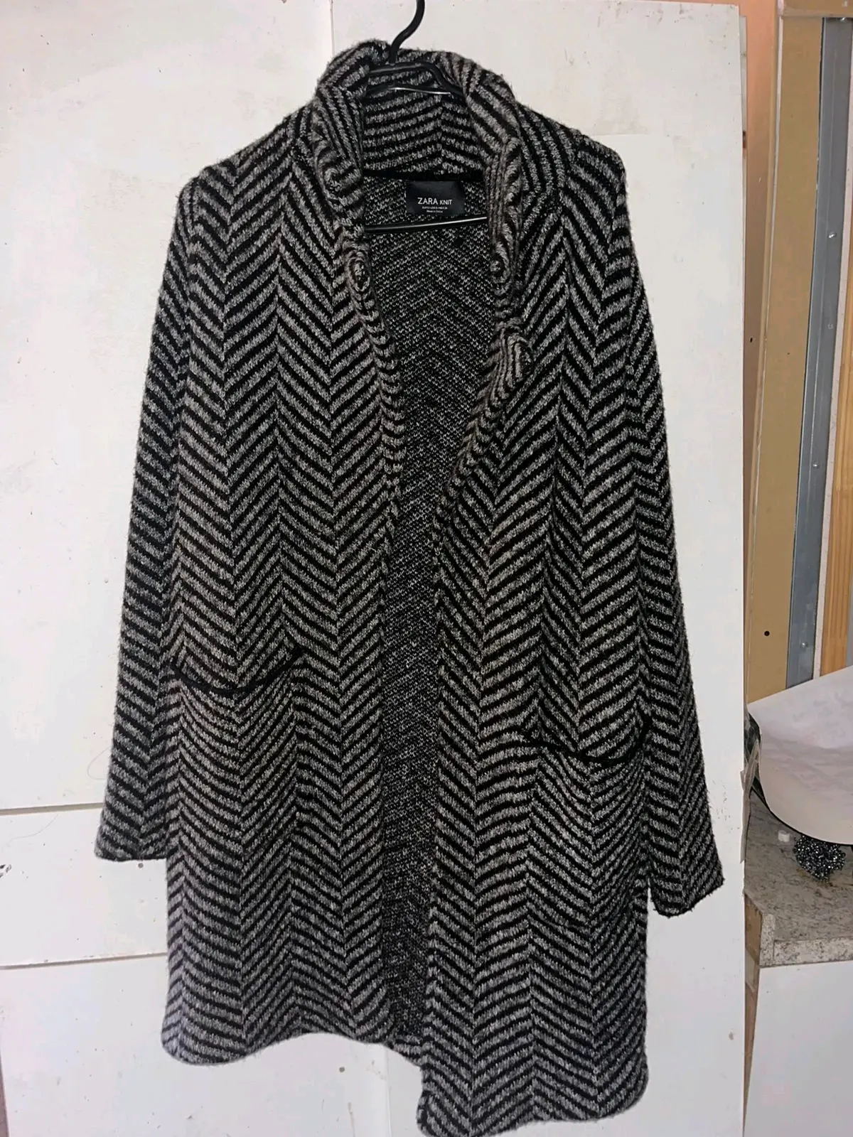 Abrigo de lana Zara negro y blanco - miniatura 1