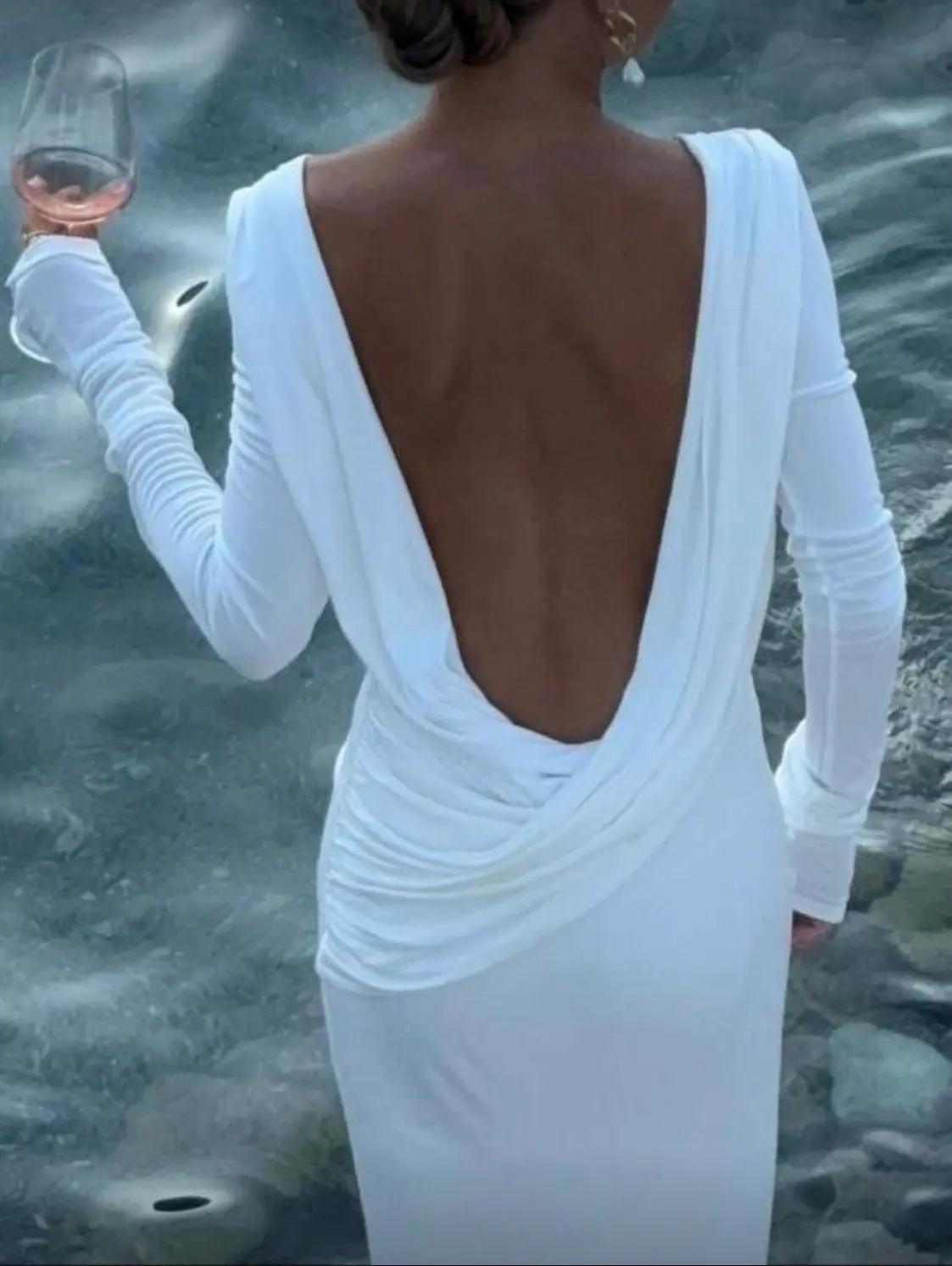 Vestido largo blanco elegante - miniatura 3