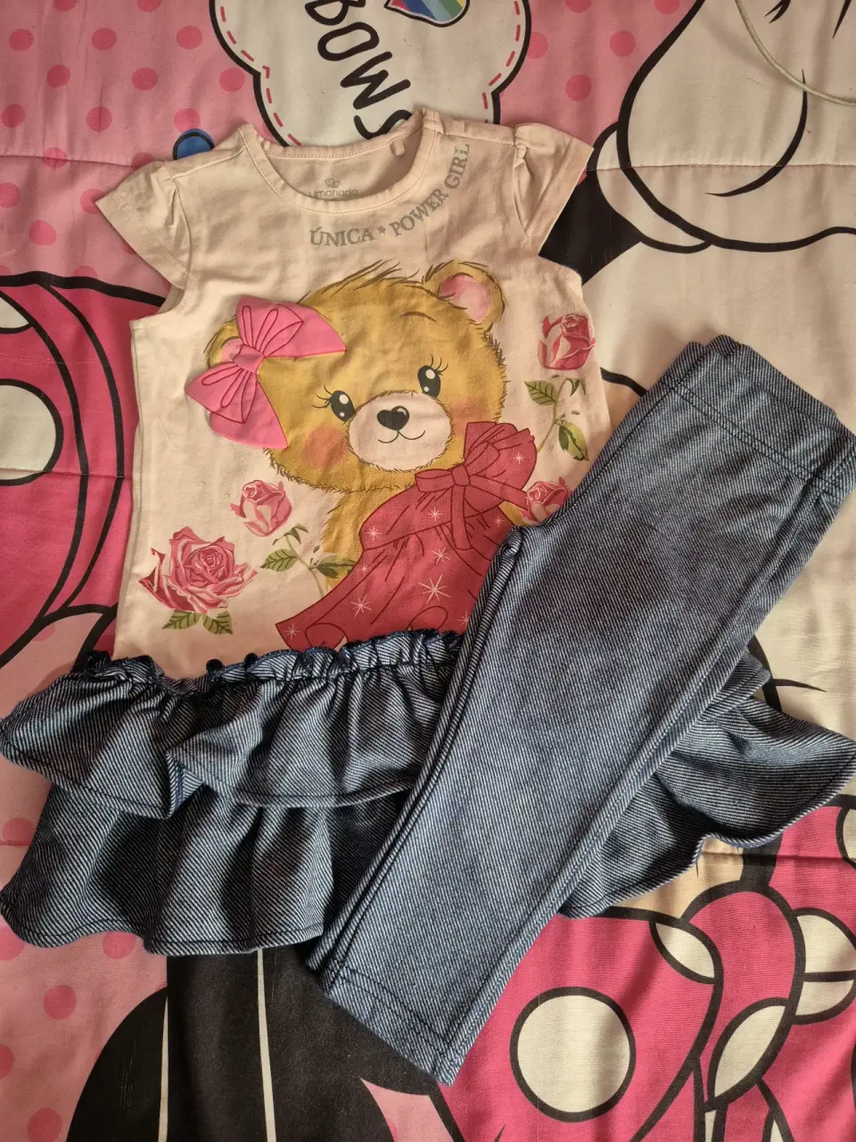 Conjunto niña con oso y volantes T3