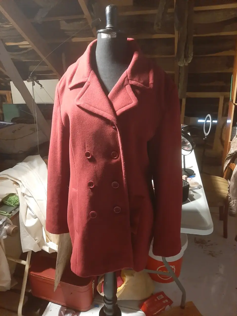 Abrigo rojo elegante Halston años 70 - miniatura 5