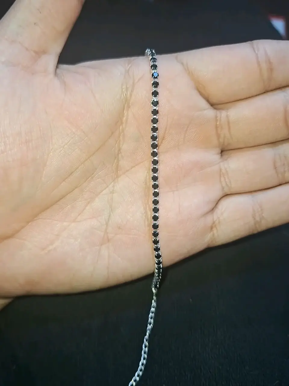 Pulsera de plata con incrustraciones negras - miniatura 1