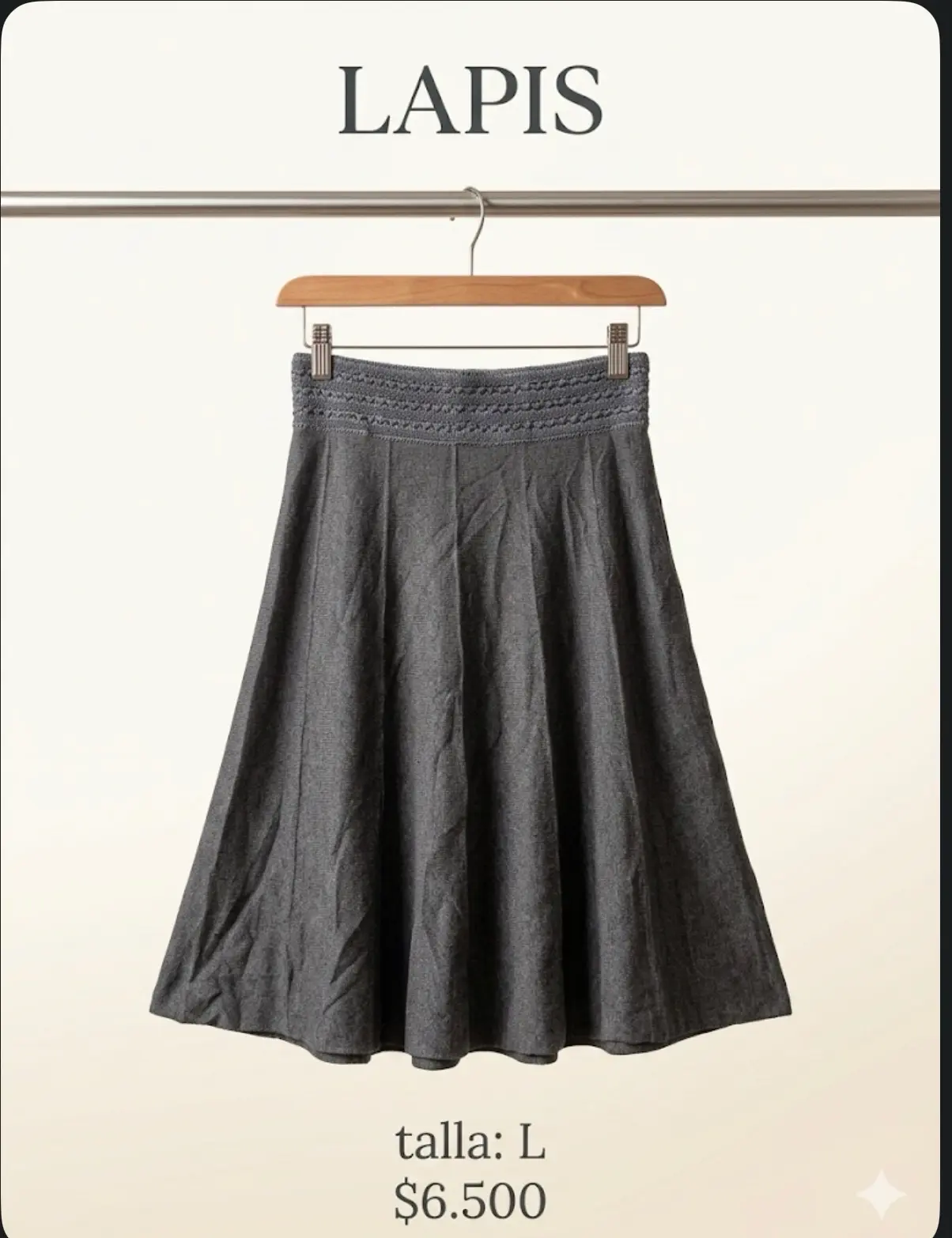 Falda gris con pretina tejida