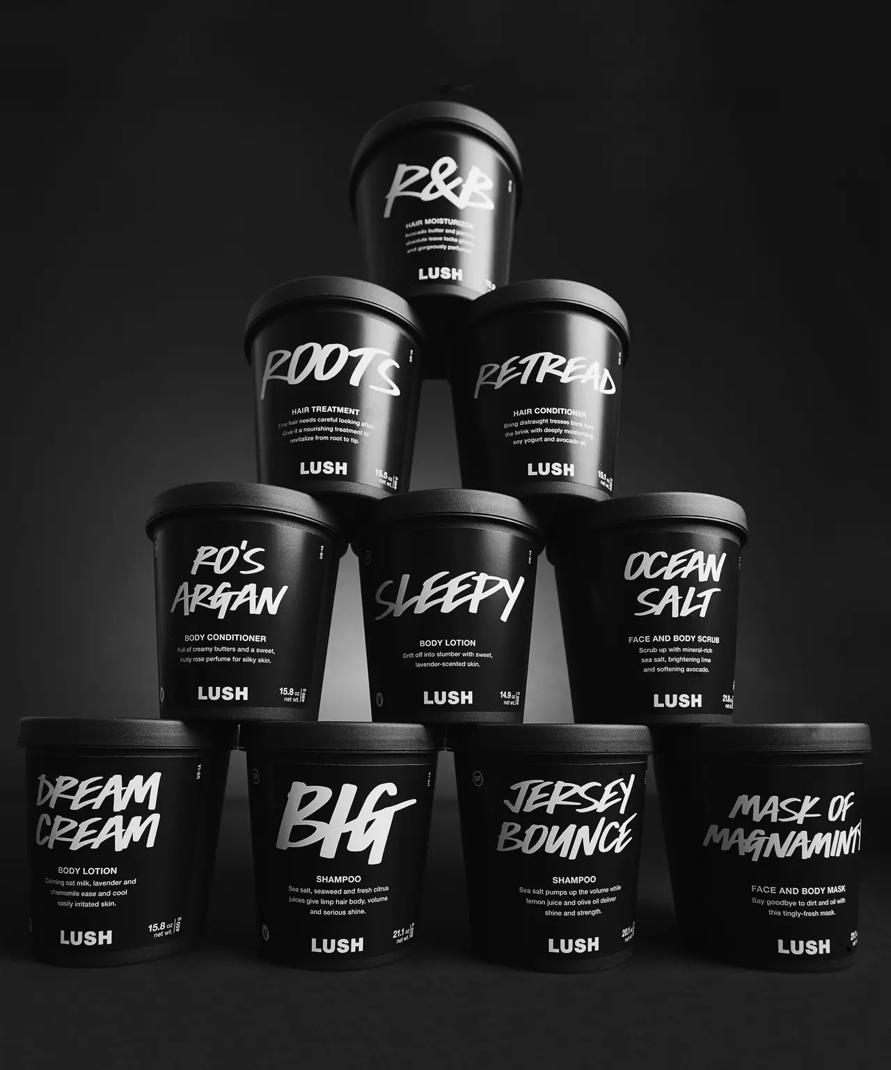 Set de 5 envases Lush.
