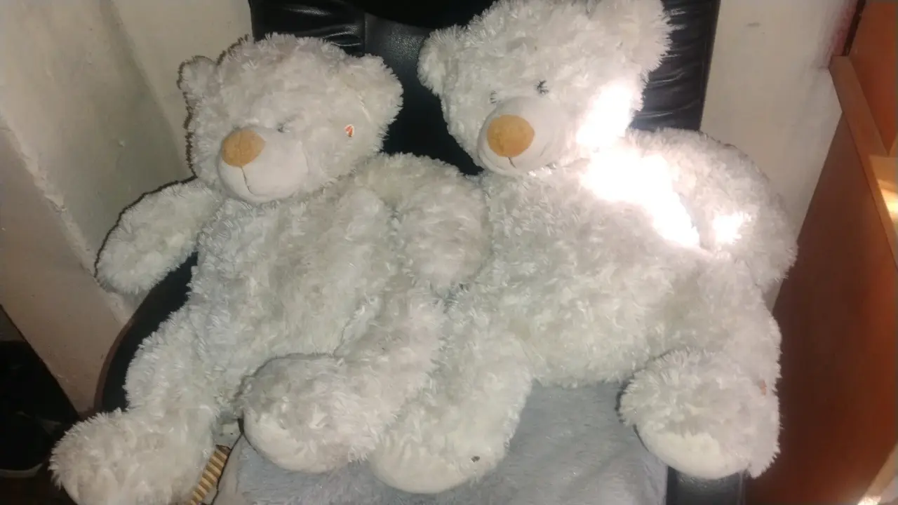 Oso de peluche blanco grande - miniatura 2