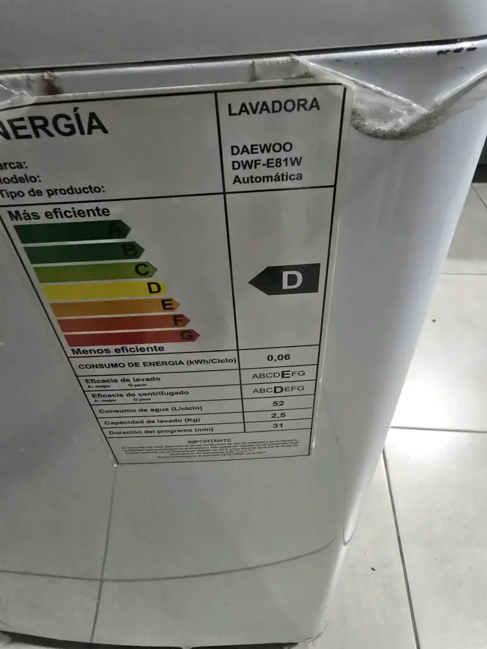 Lavadora Daewoo 8kg - miniatura 6