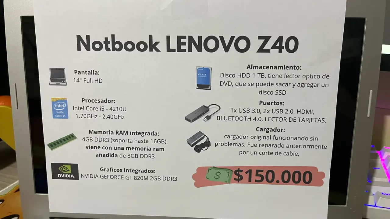 Notebook Lenovo Z40 blanco - miniatura 2