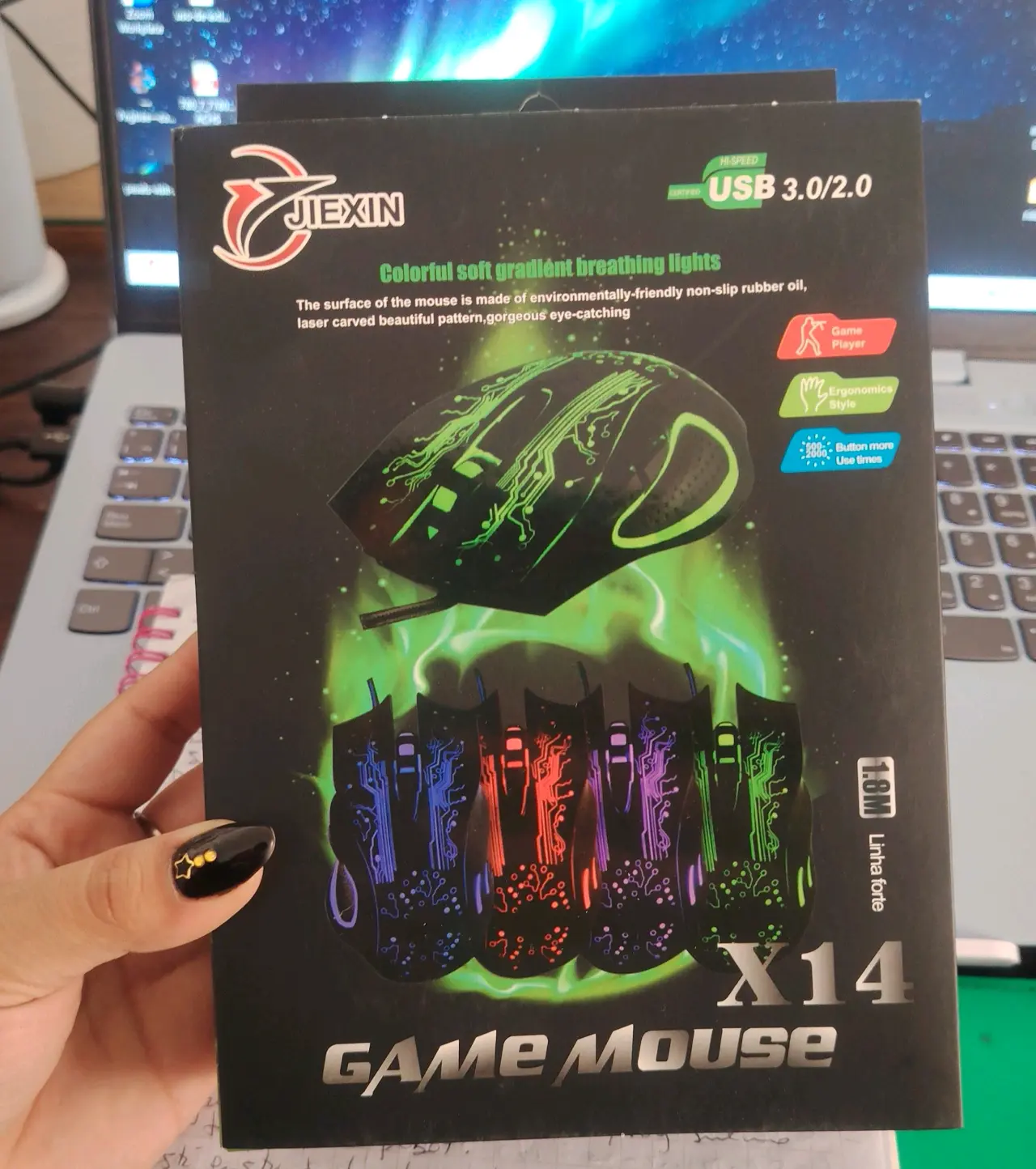 Mouse gamer Jiexin X14 LED - miniatura 1