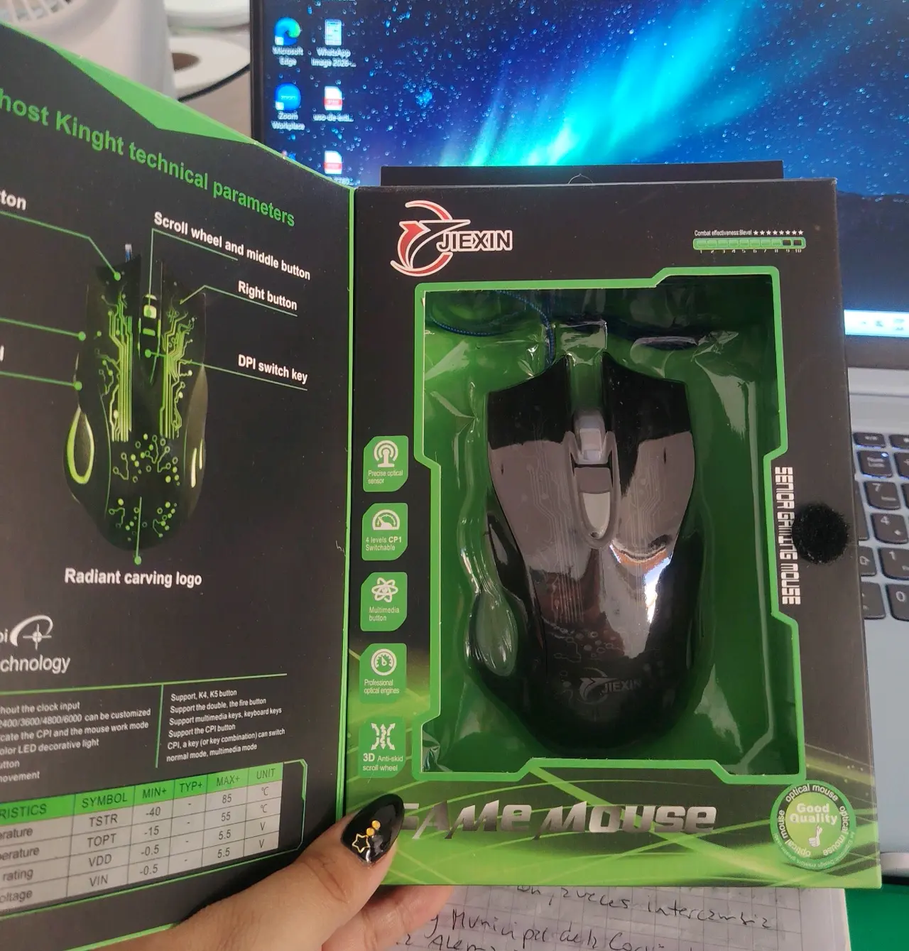 Mouse gamer Jiexin X14 LED - miniatura 3