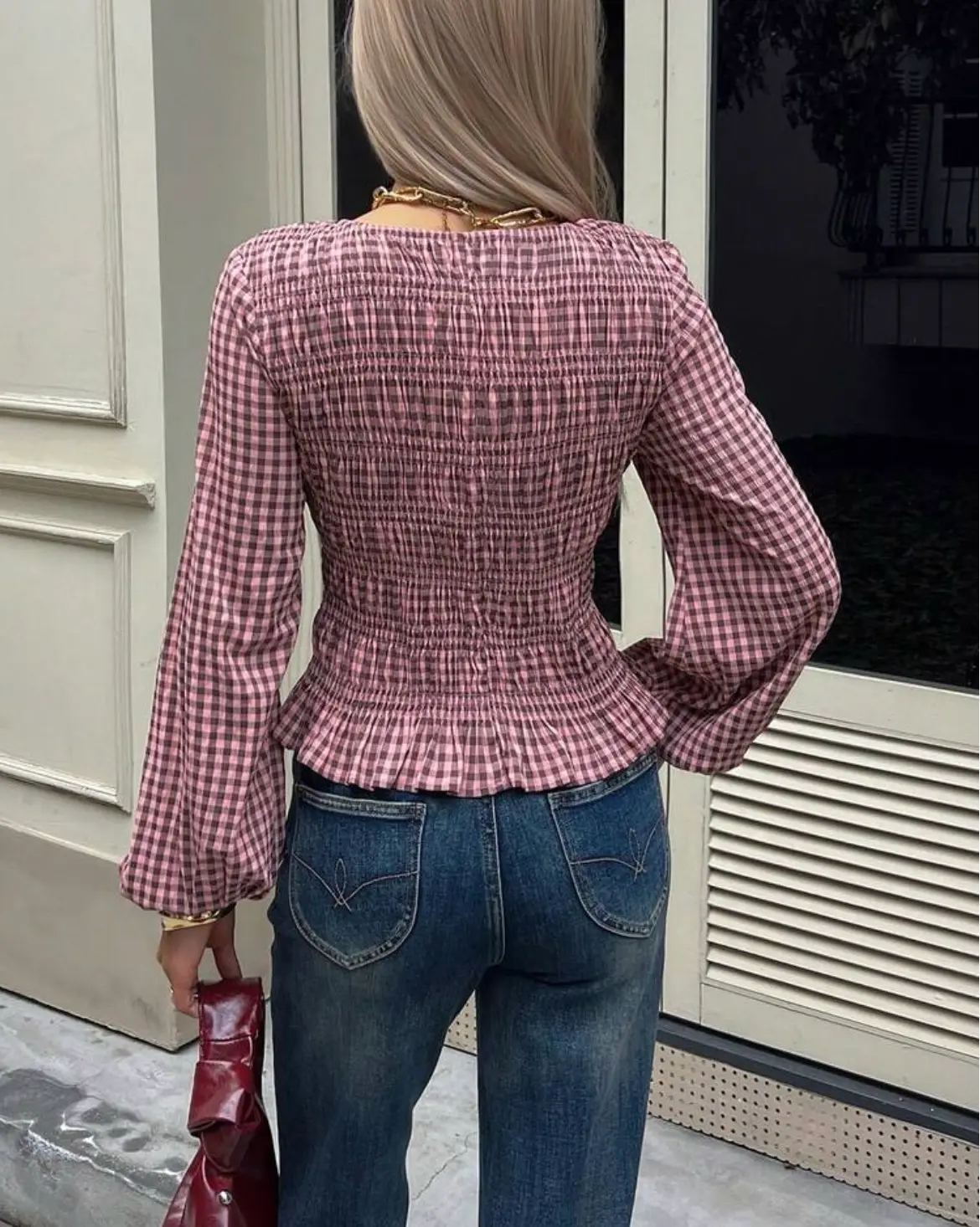 Blusa a cuadros manga larga - miniatura 2