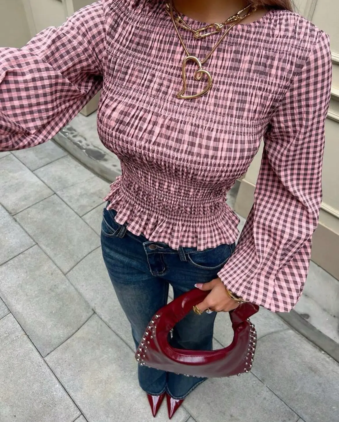 Blusa a cuadros manga larga - miniatura 3