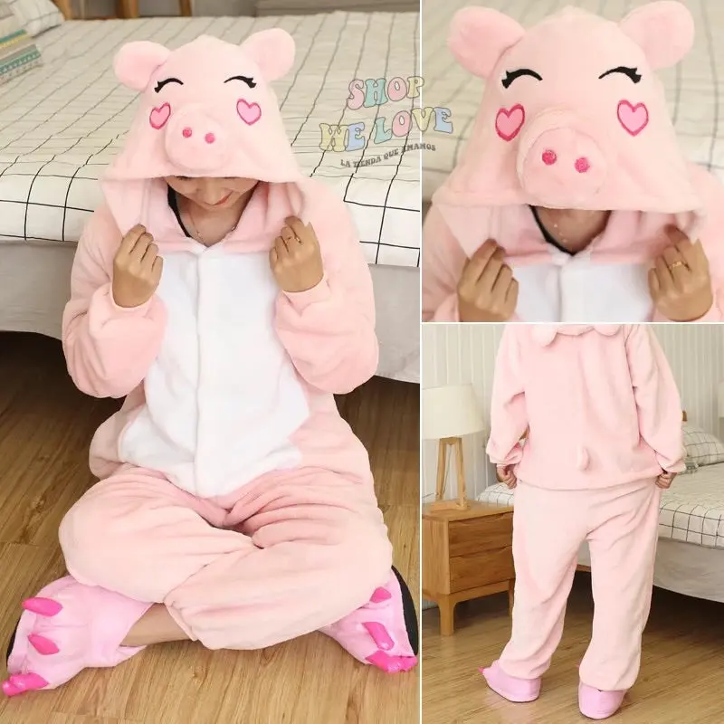 Pijama enterizo de cerdito rosa