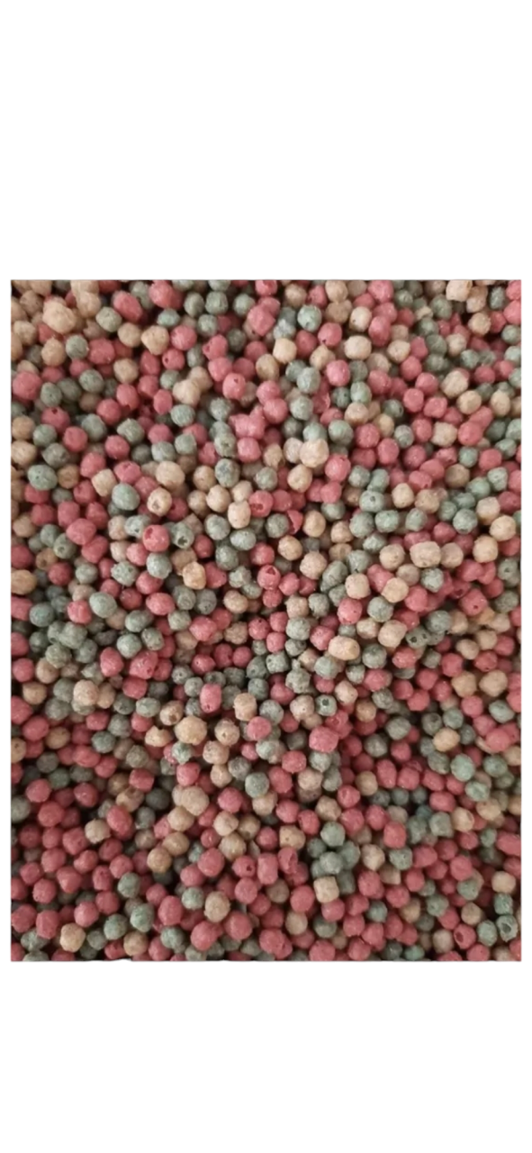 Alimento para peces mixto 3 colores.