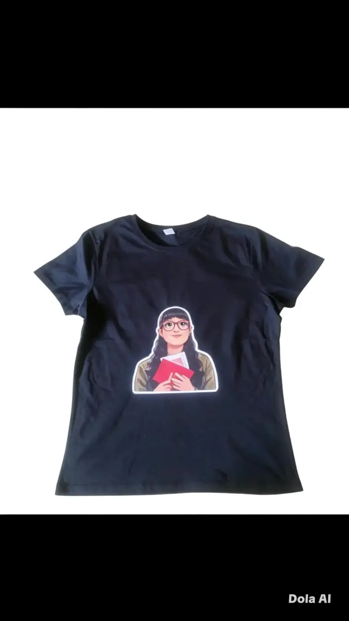 Polera negra con estampado gráfico
